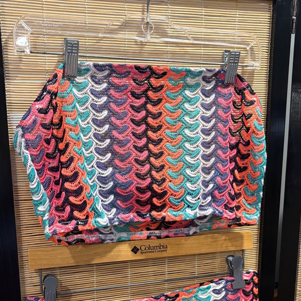 Multicolor Wave-Striped Skirt Set — Coral, Teal, Navy, Black, White - Picture 2 of 5